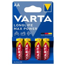 Baterii alcaline AA Varta Longlife Max Power LR06, blister 4 bucati