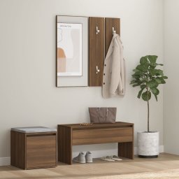 Set de mobilier pentru hol, stejar maro, lemn prelucrat GartenMobel Dekor