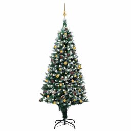 Brad Craciun artificial cu LED-uri/globuri/conuri pin, 240 cm GartenMobel Dekor