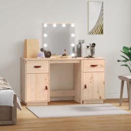 Set de masa de toaleta cu LED, lemn masiv de pin GartenMobel Dekor