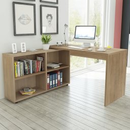 Birou de colt cu 4 rafturi, culoarea stejarului GartenMobel Dekor