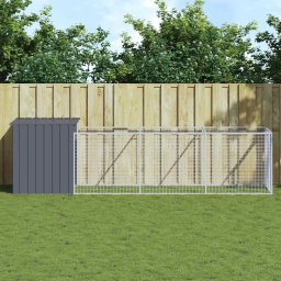 Cusca caine cu tarc antracit 110x405x110 cm otel galvanizat GartenMobel Dekor