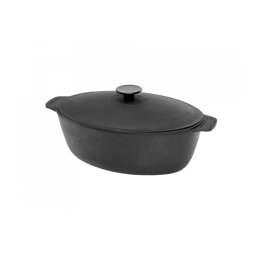 Tava din fonta cu capac pentru friptura, 8L, 38x26 cm, Biol
