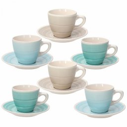 Set de ceai din ceramica Almeida Louis, 6 cesti cu farfurioare, 20 cl