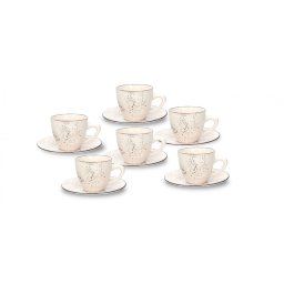 Set ceai ceramica 6 cesti cu farfurii, 200 ml, Tognana StayLouis