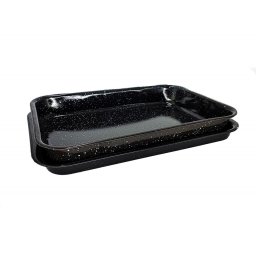 Set 2 tavi universale joase emailate pentru cuptor, 37 cm, din otel