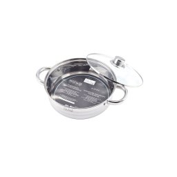 Oala din otel inoxidabil 3L cu capac din sticla, 22 cm Perfect Home