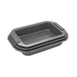 Set 3 tavi de cuptor Royalty Line antiaderente, acoperire tip marmura, gri