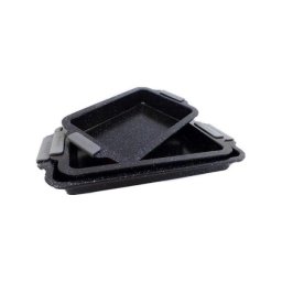 Set 3 tavi de cuptor Royalty Line antiaderente, acoperire marmura, negru