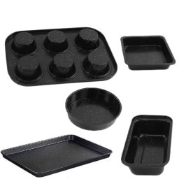 Set tavi pentru copt Royalty Line cu acoperire antiaderenta din marmura, 5 piese