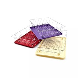 Suport de uscat vase cu tava colectoare, metal cromat si plastic, 48 cm