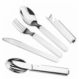 Set de tacamuri pentru turism, 4 piese, cu toc si deschizator integrat