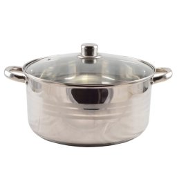 Oala din otel inoxidabil 9L, 30 cm, cu capac din sticla, pentru toate plitele