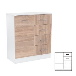 Comoda Leziter Miami 80x92 cm, 1 usa si 4 sertare, stejar sonoma-alb