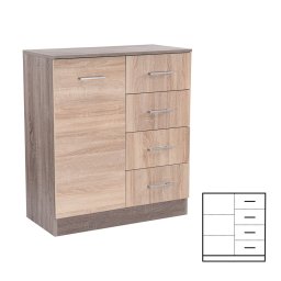 Comoda Leziter Miami 80x92 cm cu 1 usa si 4 sertare, stejar Sonoma/York