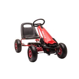 Go-kart cu pedale Leziter rosu, scaun reglabil, frana de mana, 110 cm