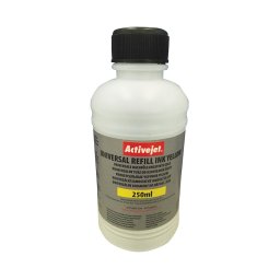 Cerneala refill universala galben ActiveJet, 250 ml pentru cartuse inkjet
