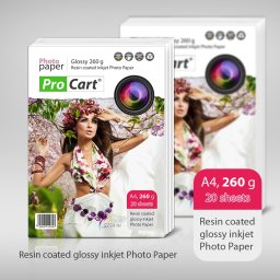 Hartie foto RC Glossy 260g A4, 20 coli Procart pentru imprimare inkjet