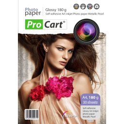 Hartie foto A4 autoadeziva metalic perlat, 180g, Premium RC, 20 coli Procart