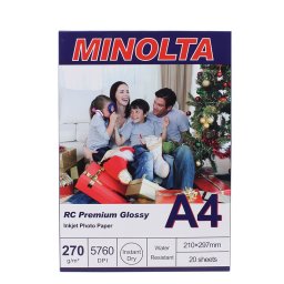 Hartie foto Minolta A4 270g RC Premium Glossy pentru imprimanta inkjet, 20 coli