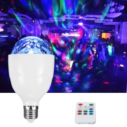 Bec proiector disco LED 3W E27, RGB rotativ, senzor sunet si telecomanda