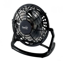 Mini ventilator de birou USB 2.5W, 10 cm, palete ABS, negru Home