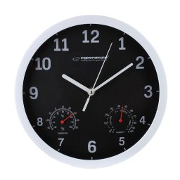 Ceas de perete Esperanza Lyon cu termometru si higrometru, 25 cm, silentios