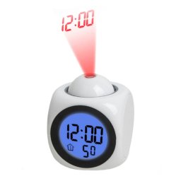 Ceas de birou digital cu proiectie ora LED, alarma 5 melodii si termometru