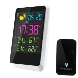 Statie meteo digitala cu senzor extern wireless, ecran LCD color, ceas si alarma