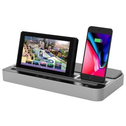 Statie de încarcare 3 în 1 iPega cu Type-C/Lightning/microUSB si boxe 2x3W