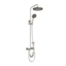 Set de dus Leziter Rivo crom, coloana cu bideu integrat si cap 20 cm