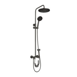 Coloana de dus Leziter Rivo negru mat cu bideu integrat, cap 20 cm
