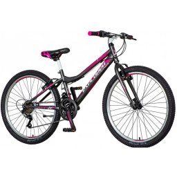 Bicicleta MTB dama Explorer Magnito 24 inch, 18 viteze Power, V-Brake, gri-roz