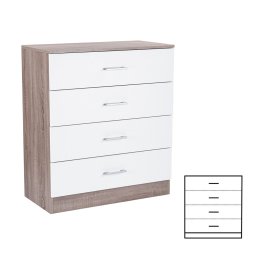 Comoda Leziter Miami cu 4 sertare, alb/stejar York, 80x92 cm