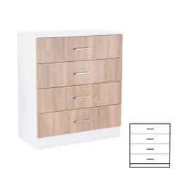 Comoda Leziter Miami cu 4 sertare, 80x92 cm, stejar sonoma si alb