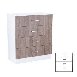 Comoda Leziter Miami cu 4 sertare, 80x92 cm, stejar York si alb