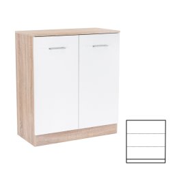 Comoda Leziter Miami cu 2 usi si 3 rafturi, 80x92 cm, alb cu stejar Sonoma