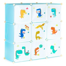Dulap modular pentru jucarii cu dinozauri Homelux, 9 compartimente, 109x37x109 cm
