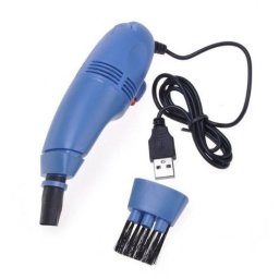 Mini aspirator USB pentru curatare tastatura, cu LED si accesorii, albastru