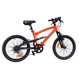 Bicicleta MTB 20 inch pentru adolescenti, 6 viteze, suspensie, frane V-Brake, portocalie