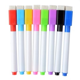 Set 8 markere whiteboard pentru tabla magnetica, cu magnet si burete, varf 2 mm