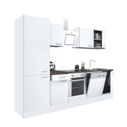 Mobila de bucatarie modulara Leziter Yorki 280 cm, alb satinat, corp alb, dulap cuptor + raft