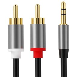 Cablu audio Jack 3.5 mm la 2x RCA, 1 m, conectori placati aur