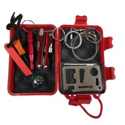 Kit de supravietuire multifunctional 6 piese pentru camping si drumetii, cu trusa