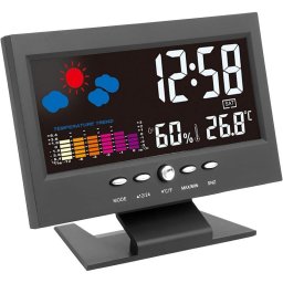 Ceas digital de birou cu statie meteo, termometru, higrometru si control vocal