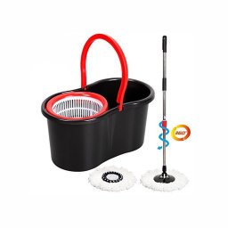 Mop rotativ cu galeata, rotire 360°, 2 rezerve microfibra si maner telescopic