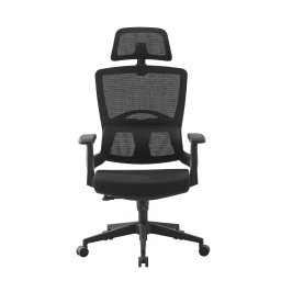 Scaun ergonomic de birou din mesh negru cu suport lombar si tetiera reglabila