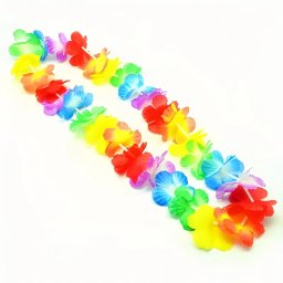 Ghirlanda Hawaii multicolora din flori textile, 50 cm, pentru petreceri tematice