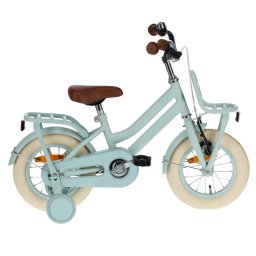 Bicicleta pentru copii Bella 12 inch, verde, cu roti ajutatoare si frana V-brake