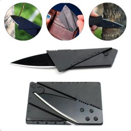 Cutit multifunctional pliabil tip card de credit, compact, 14,5 cm, negru